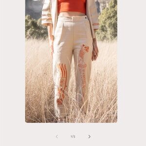 Agnes Slack M Anahita Linen Pants Hand Embroidered